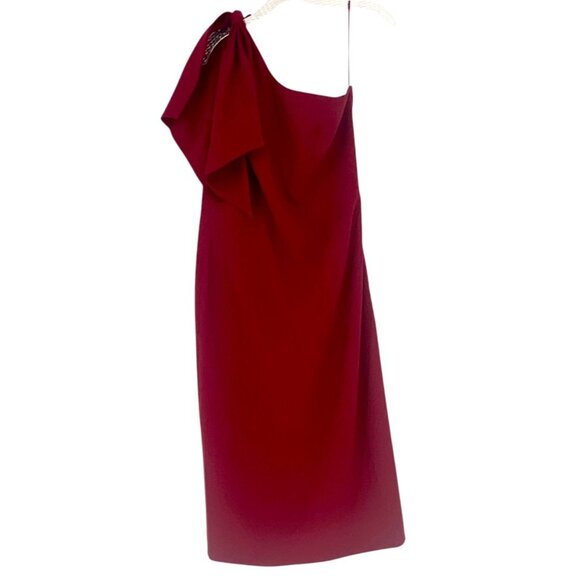 Dress The Population Tiffany One-Shoulder Midi Dress Garnet Red Size XL NWT - Picture 10 of 16